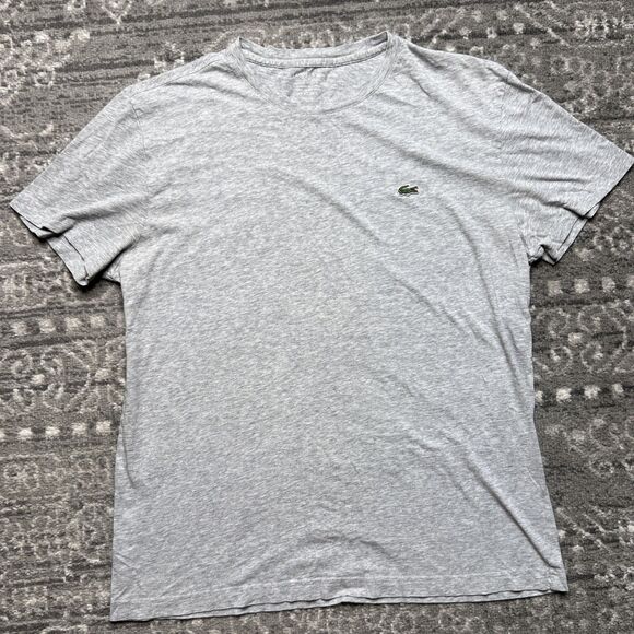 LACOSTE Pima Cotton Jersey T-Shirt Men’s Large Heather Gray Alligator Crew Neck - Picture 1 of 9